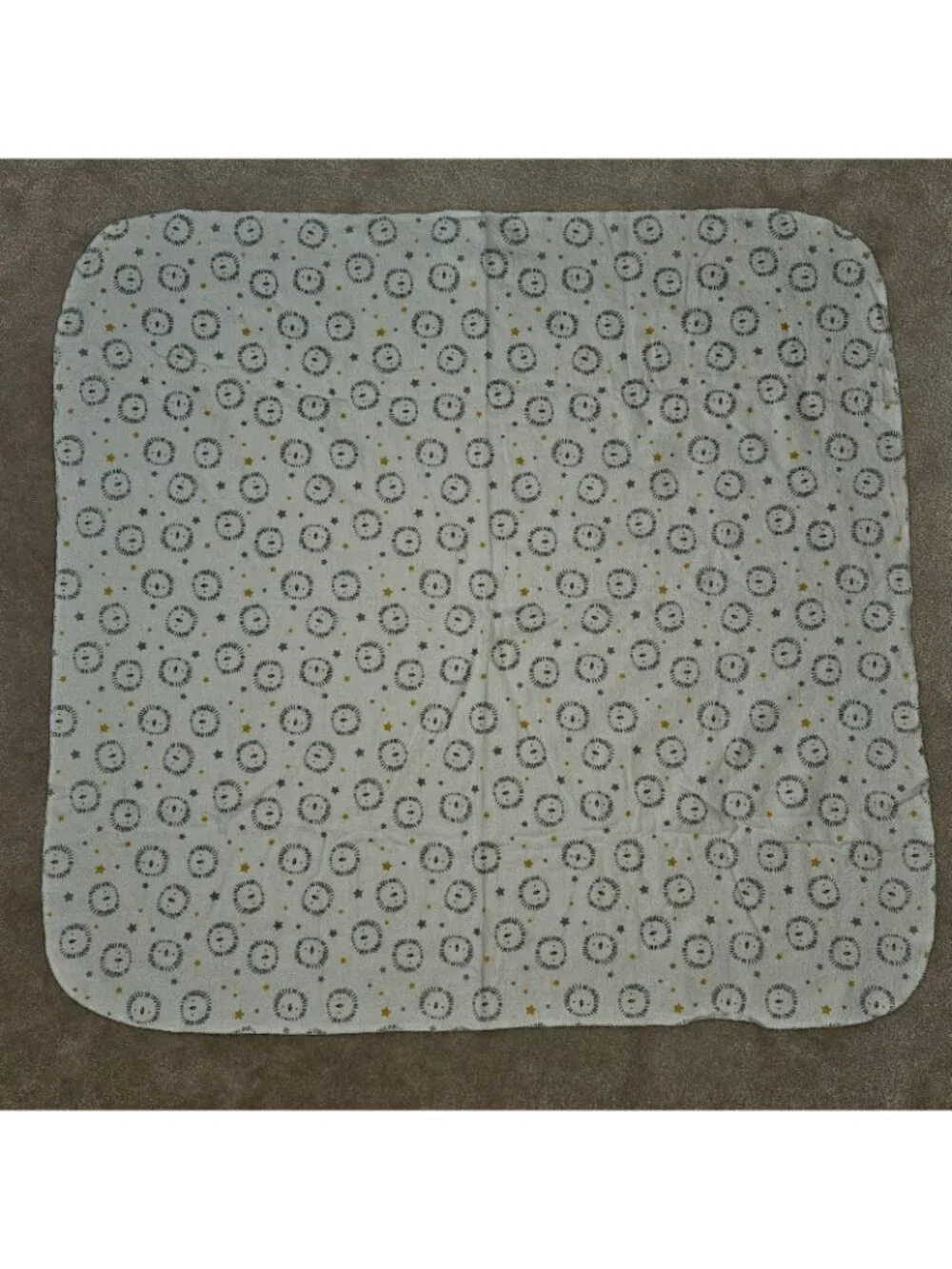 Just Born Lion Head Stars White Gray Yellow Receiving Blanket Cotton NEVER USED